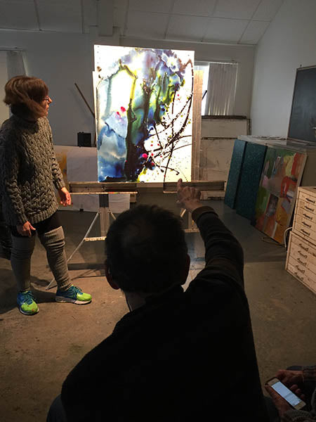 Stan comments on one of my early works when I still painted on the rectangle form. You never know what will happen when you stand vulnerable and put your painting on the dreaded critique easel. © Alicia R Peterson.