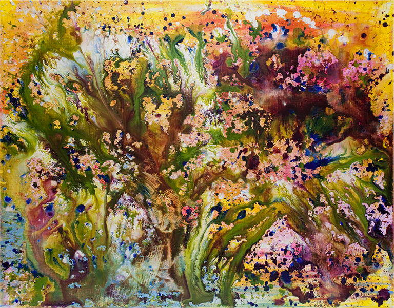 Moss Dance, ©2015 Alicia R Peterson, acrylic on linen, 22 x 28.” Private Collection. Image: Peter Scheer.