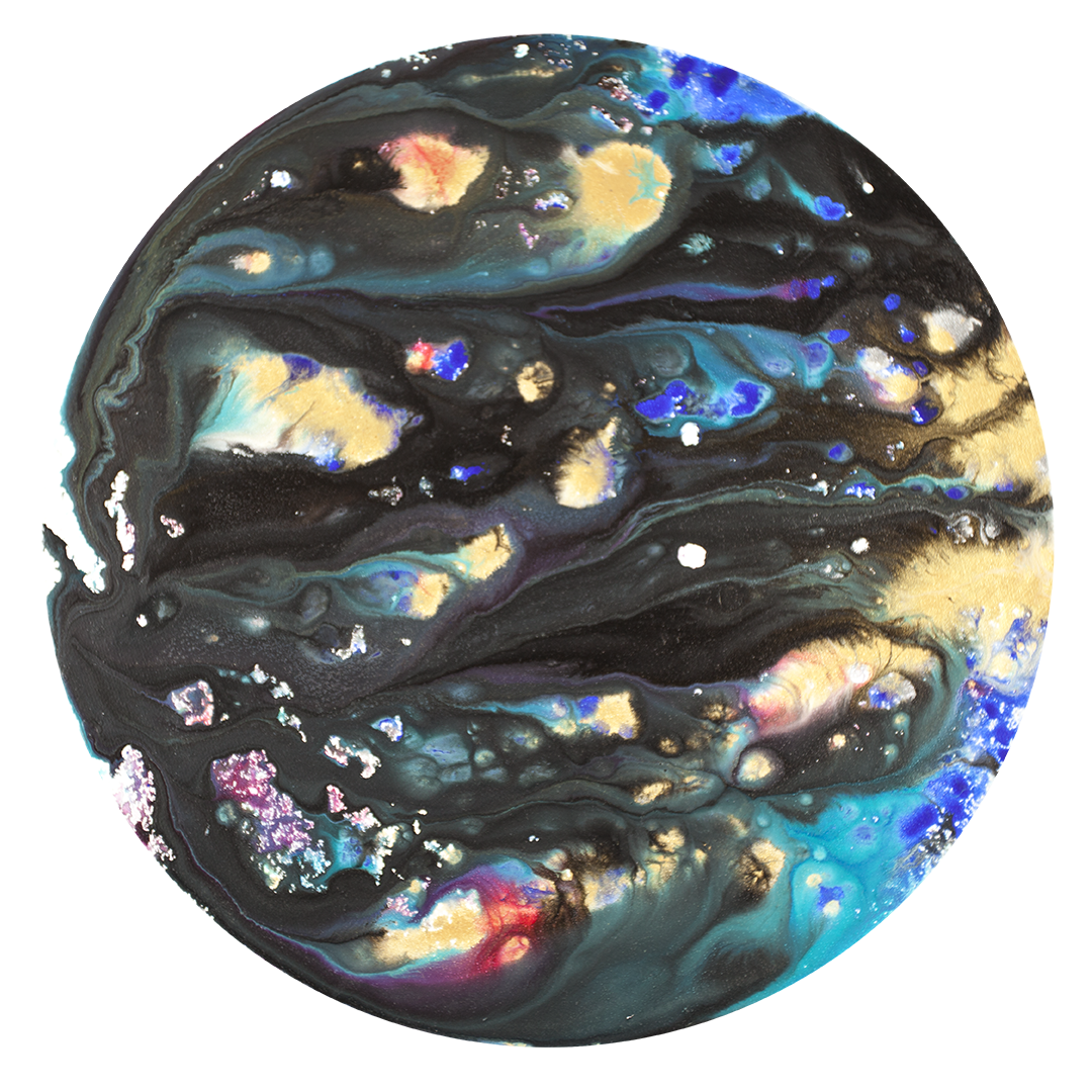 ©2022 Alicia R Peterson, *Space Kelp*. Acrylic on 12-inch diameter canvas. Photographer: Peter Scheer.