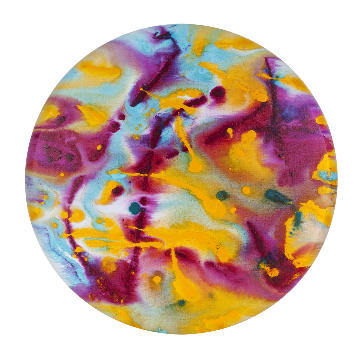 ©2021 Alicia R Peterson, *Summer Flow*. Acrylic on 24-inch diameter convex canvas. Photographer: Peter Scheer.
