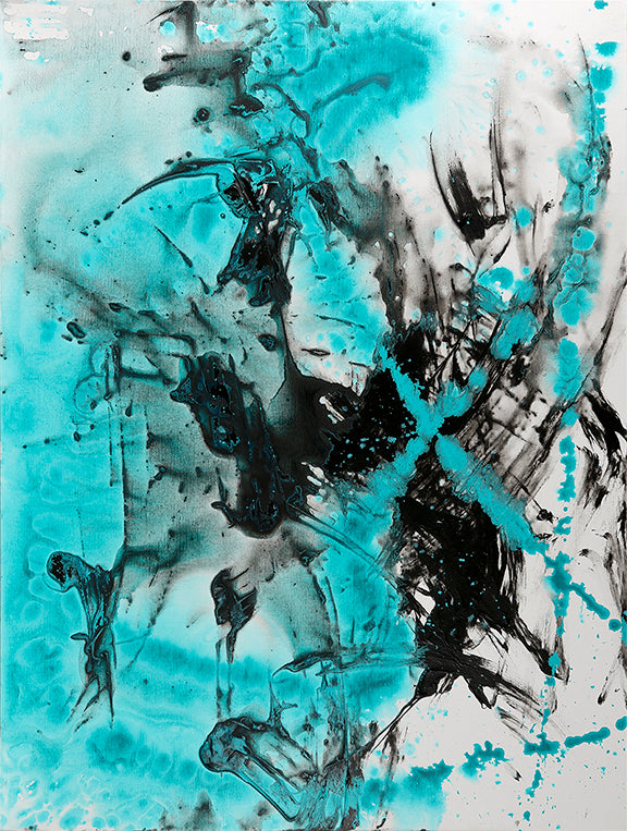 ©2016 Alicia R Peterson, *Teal Resolution*. Acrylic on 40 x 30-inch linen. Photographer: Peter Scheer.